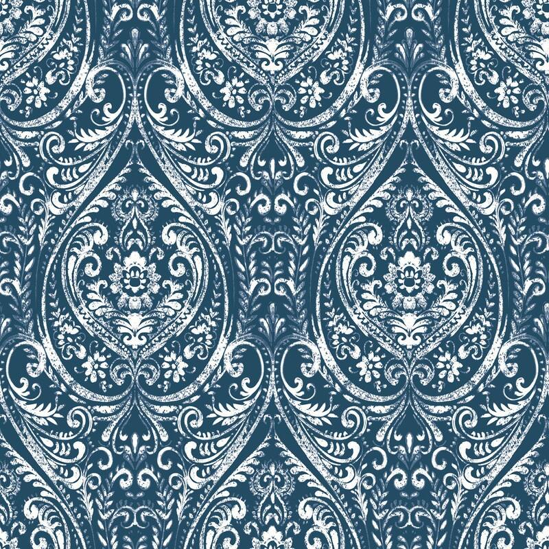 NuWallpaper Bohemian Damask Indigo Peel & Stick Wallpaper - 216in x 20.5in x 0.025in