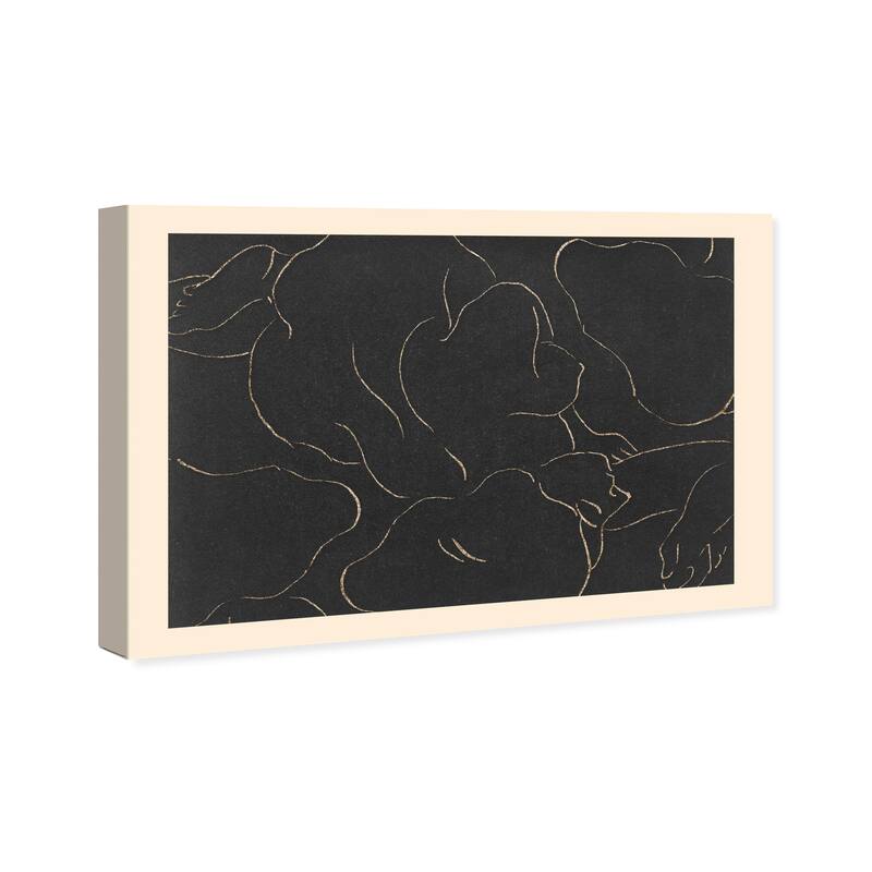 Wynwood Studio Canvas Abstract Bodies Black and Metallic Gold Modern & Contemporary Wall Art Canvas Print