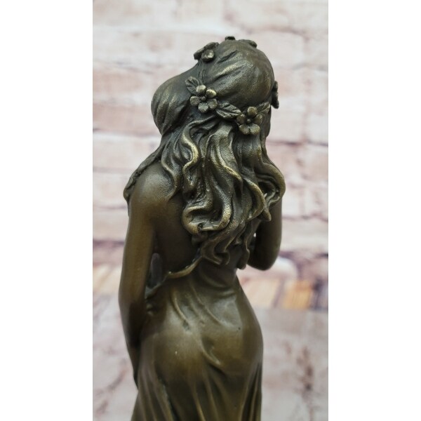 Aldo Vitaleh Bronze Maiden Statue, Lost-wax Casting, Brown Patina