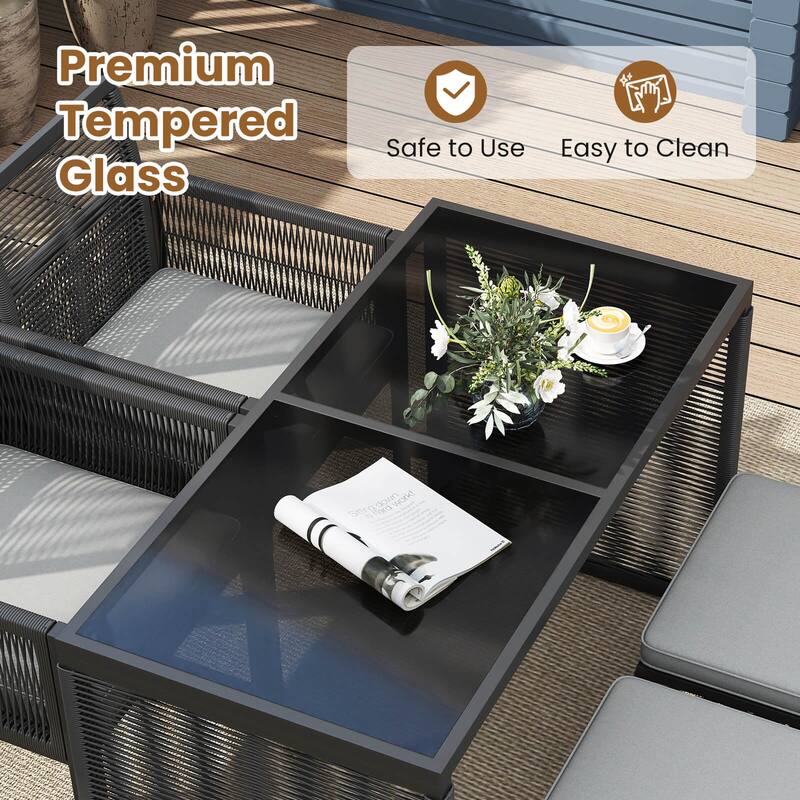 Costway 5 PCS PE Wicker Patio Dining Set Outdoor Conversation Set with - See Details