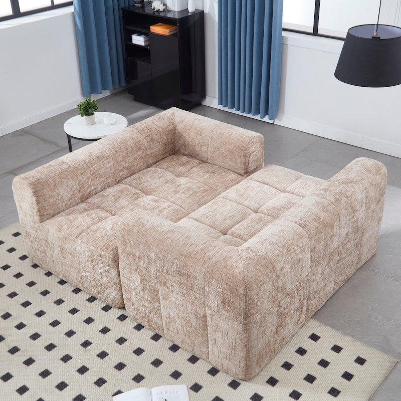 Chenille Loveseat Sofa Upholstered Deep Seat Sofa, Lounge Couch Corner Sofa Minimalist Modular Couches for Apartment