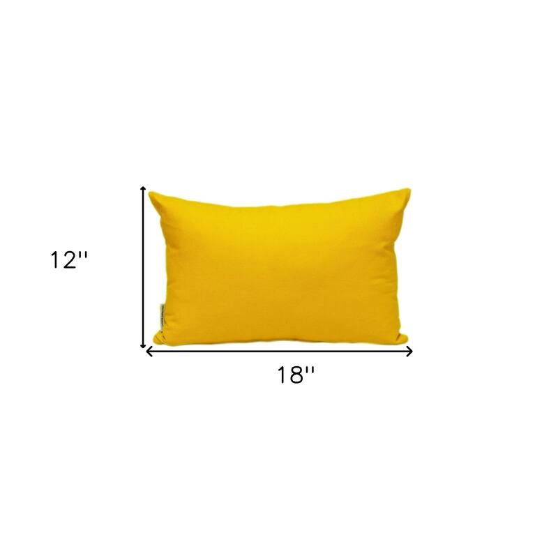 HomeRoots 12" X 18" Yellow Cotton Lumbar Throw Pillow