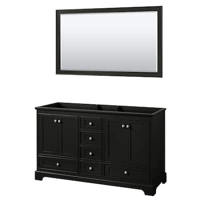 Deborah 60-inch Dark Espresso Double Vanity Cabinet, 58-inch Mirror