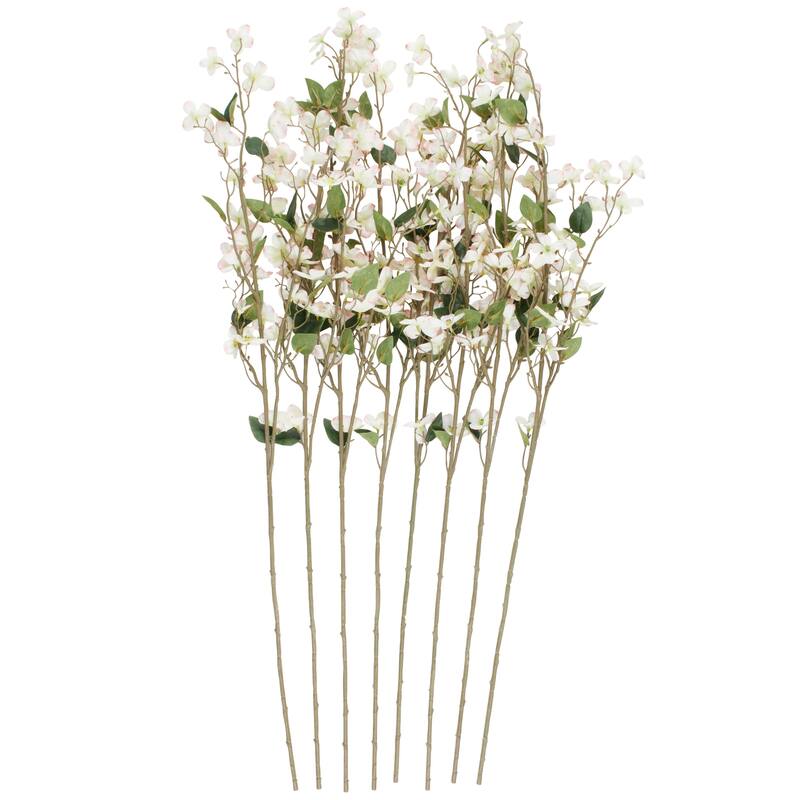 White Faux Foliage Tall Begonia Artificial Flower Stem (Set of 8)