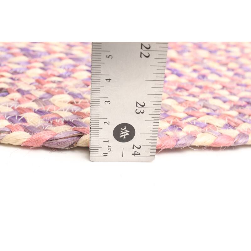 ECARPETGALLERY Braided Weave Palas Denizli Pink Jute Rug - 3'0 x 3'0