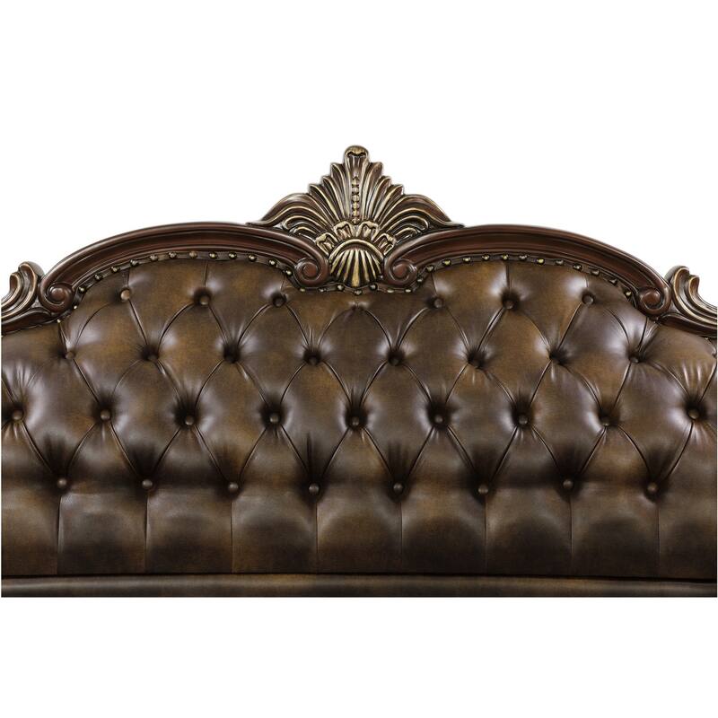 Nanette Dark-Cherry Wood Living Room Set