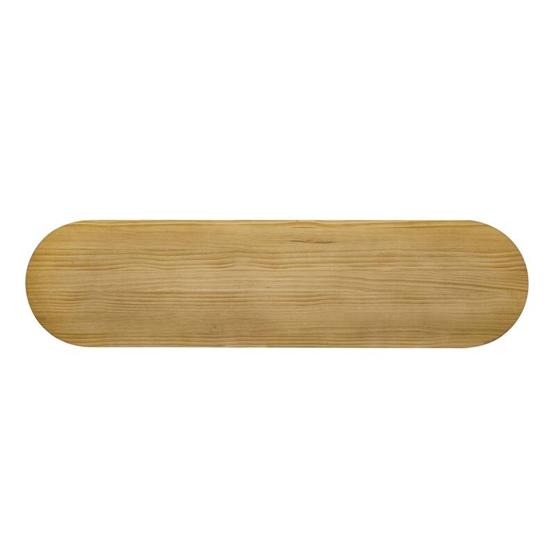 Modern Curved Console Table with Vertical Stripe Design, Spacious Top for Living Room or Study