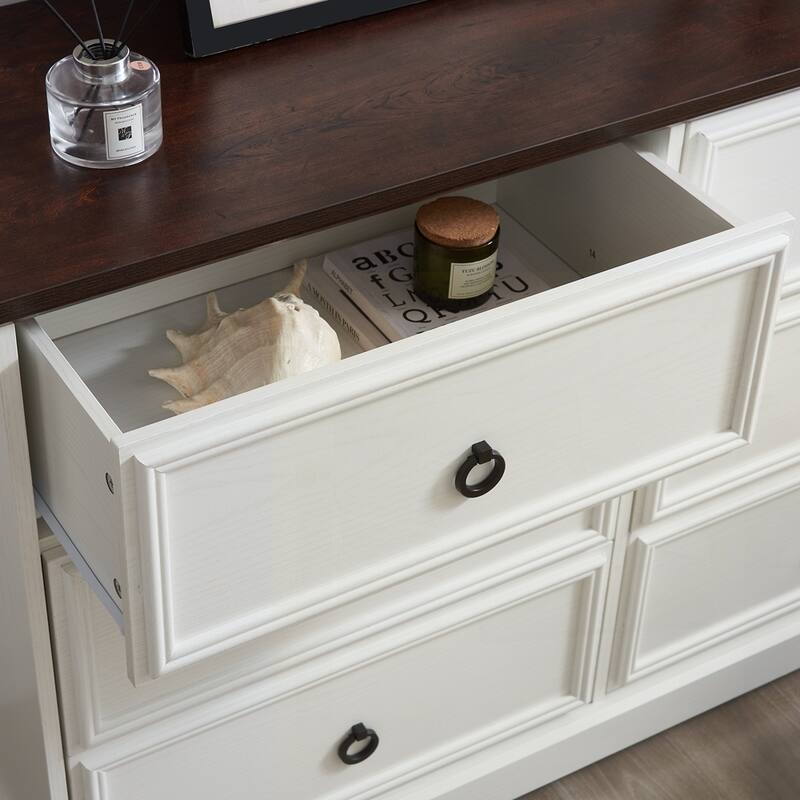 Wooden Bedroom Drawer Dresser with 6 Storage Drawers