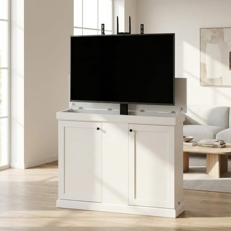 Motorized TV Lift Cabinet for TVs up to 50 Inch, Pop Up TV Lift Console with Remote Control, Hidden TV Cabinet Stand