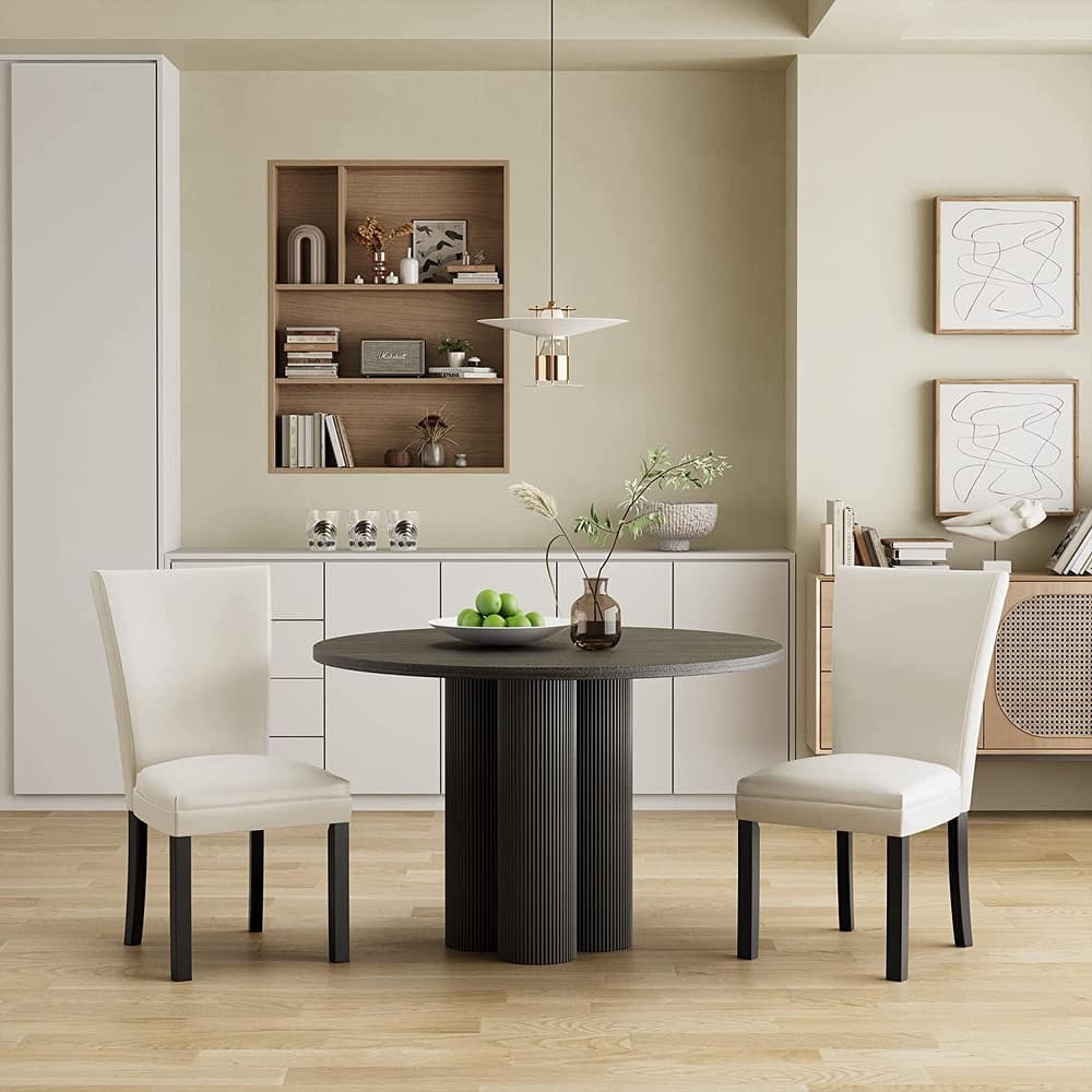 Faux Leather Upholstered Parsons Dining Chair with High Backrest