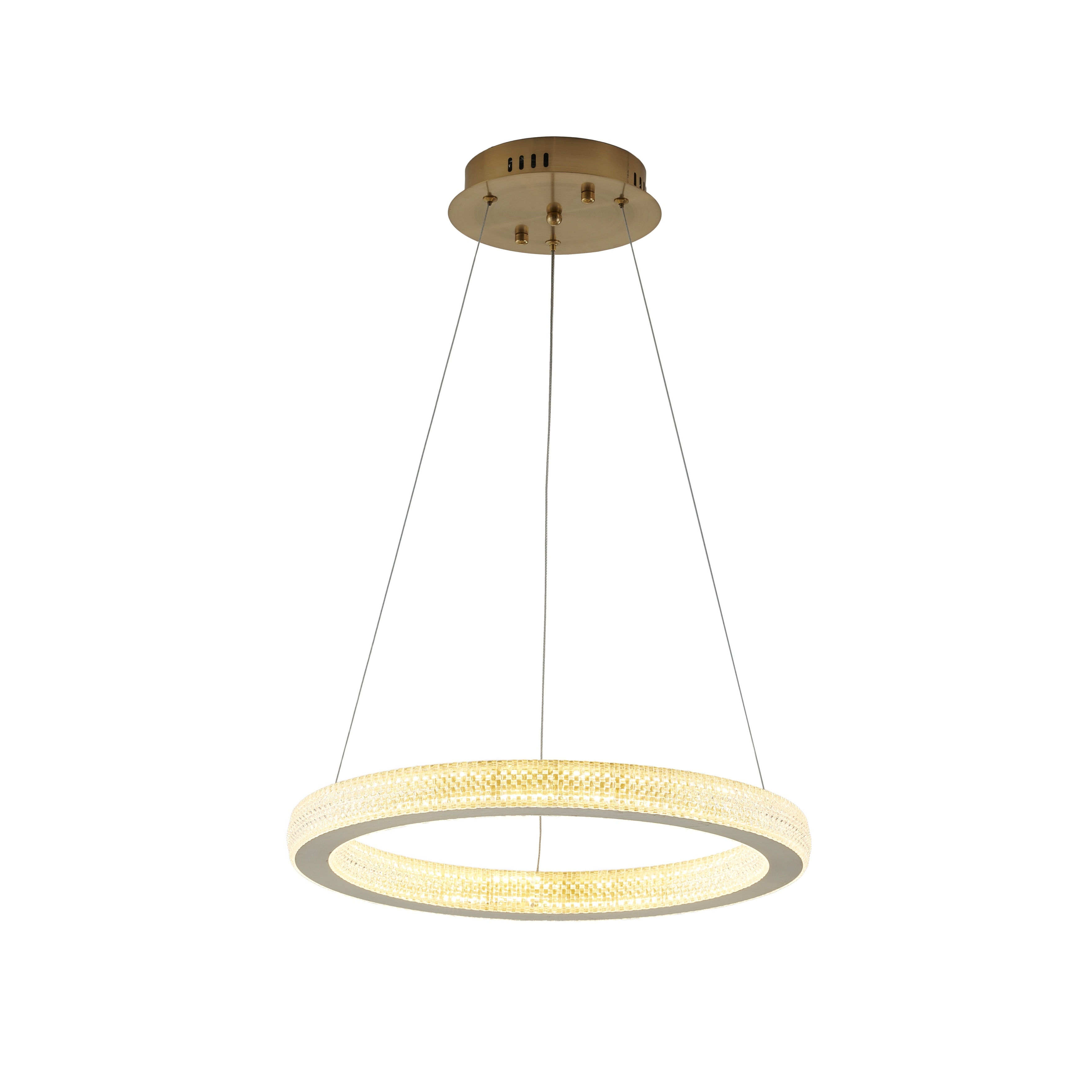 Transitional 1-Light Sand Gold LED Chandelier With A Clear Acrylic Diffuser