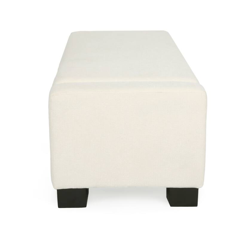 Kera Storage Ottoman Bench, Classic White Fabric, Lift Top, 50 Inch