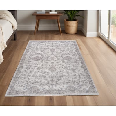 Bihi Distressed Floral Traditional Stain Resistant Woven Area Rug By HomeRoots