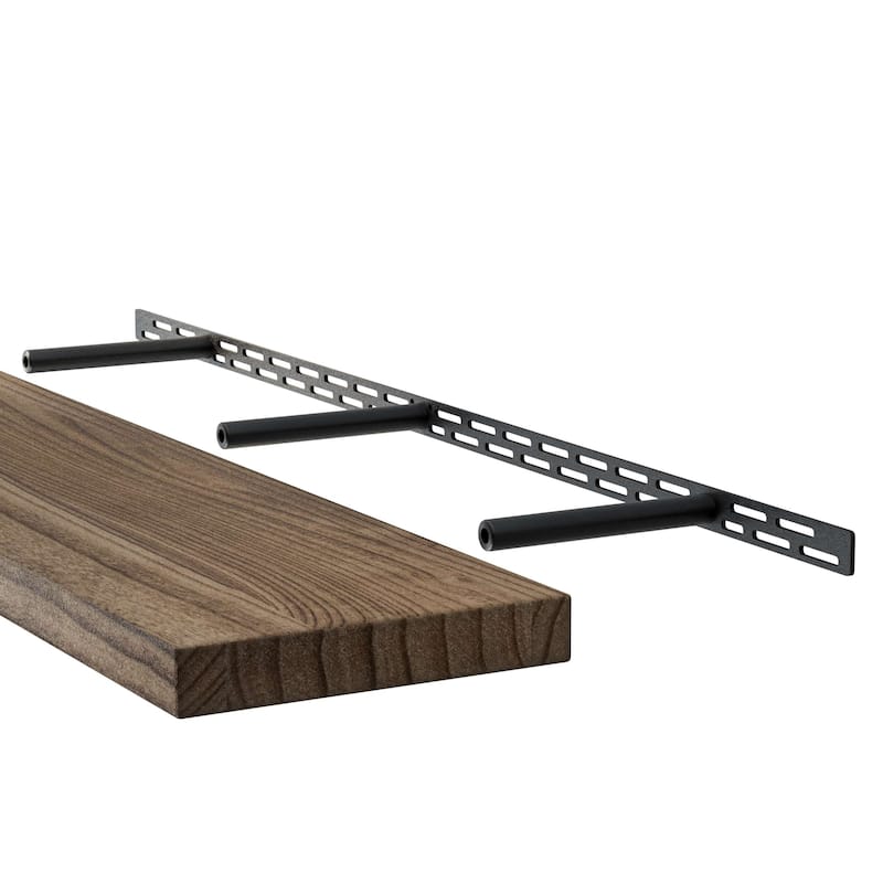 Wallniture BOIS 48-60-72 inch Long, 9.25" Deep, 1.5" thick Floating Shelf with Hidden Bracket, Living Room Decor Burnt, 1 Pc