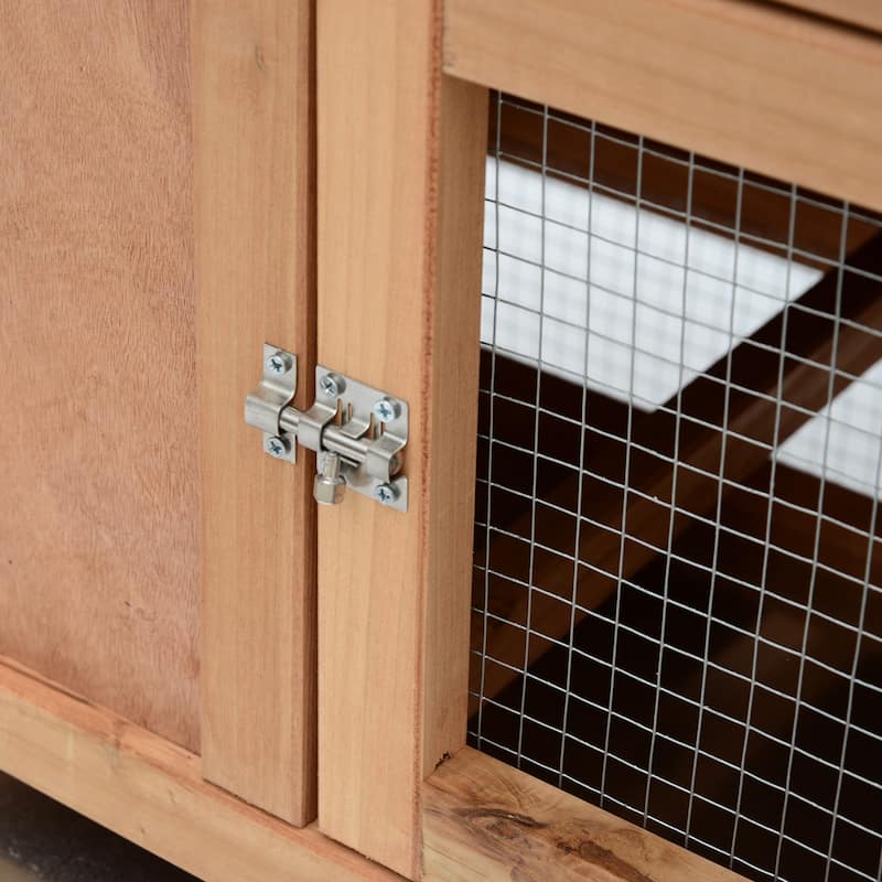 PawHut 80" Wooden Chicken Coop Backyard Hen Cage House Poultry w/ Nesting Box Run - Brown/Green - 37"h x 82"d x 35"w - Brown/Green - Outdoor Safe - 37"h x 82"d x 35"w