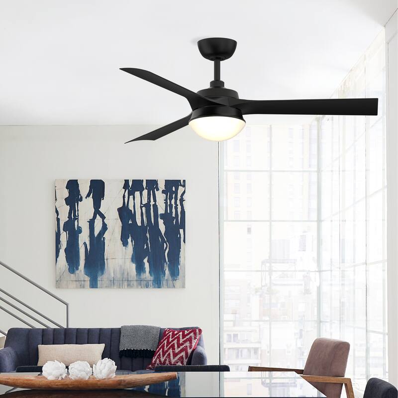 Barlow 52 inch Indoor/Outdoor Ceiling Fan with LED CCT Select Light Kit Black with Black blades