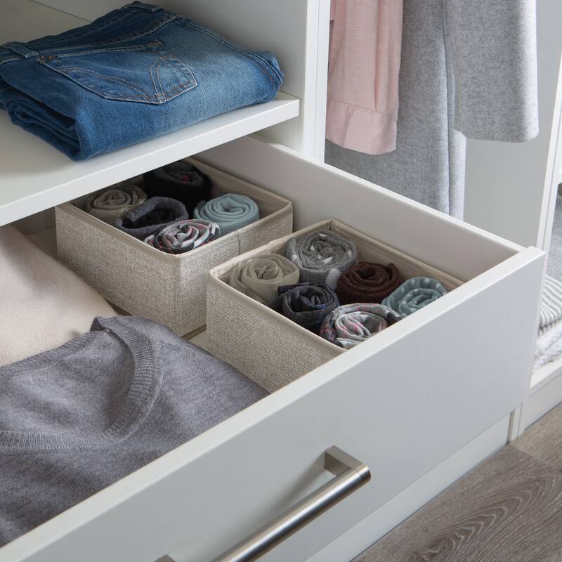 Simplify 2 Pack Medium Square Compartment Drawer Organizer in Faux Jute - 7.25"x 6.5"x 3.7"