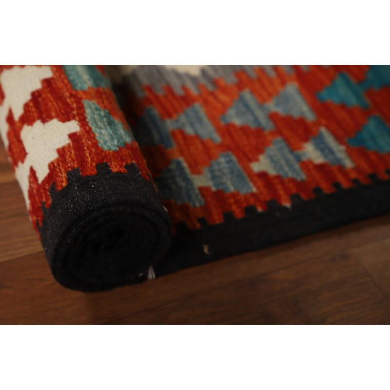 All-Over Kilim Oriental Area Rug Flatweave Wool Carpet - 8'5" x 9'5"