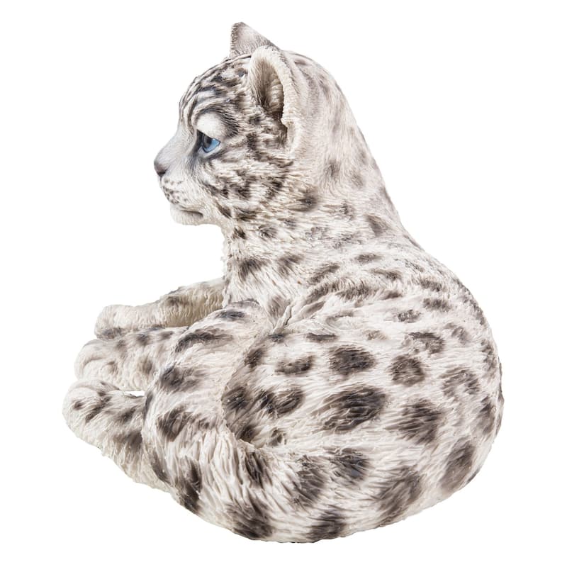 10.25" Snow Leopard Cub Outdoor Garden Statue
