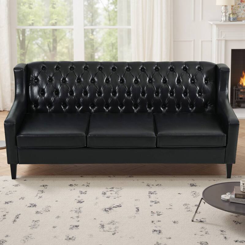 GDFStudio - PU 3-Seater 78.75" Couches with Comfy Cushion