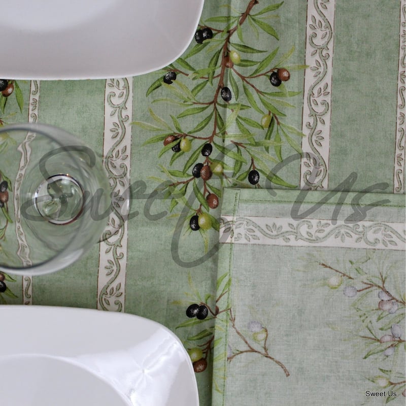 Wipeable Spill Resistant Provencal Cotton Cannes Collection Tablecloth
