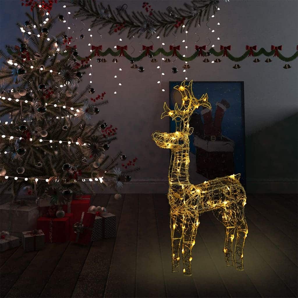 vidaXL Reindeer Christmas Decoration LEDs Pre-Lit Christmas Lighting Acrylic - 2 x 1 x 3 ft