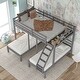 preview thumbnail 3 of 7, Pine Wood Full over Twin Bunk Bed with Triple Sleeping Space & Middle Drawer
