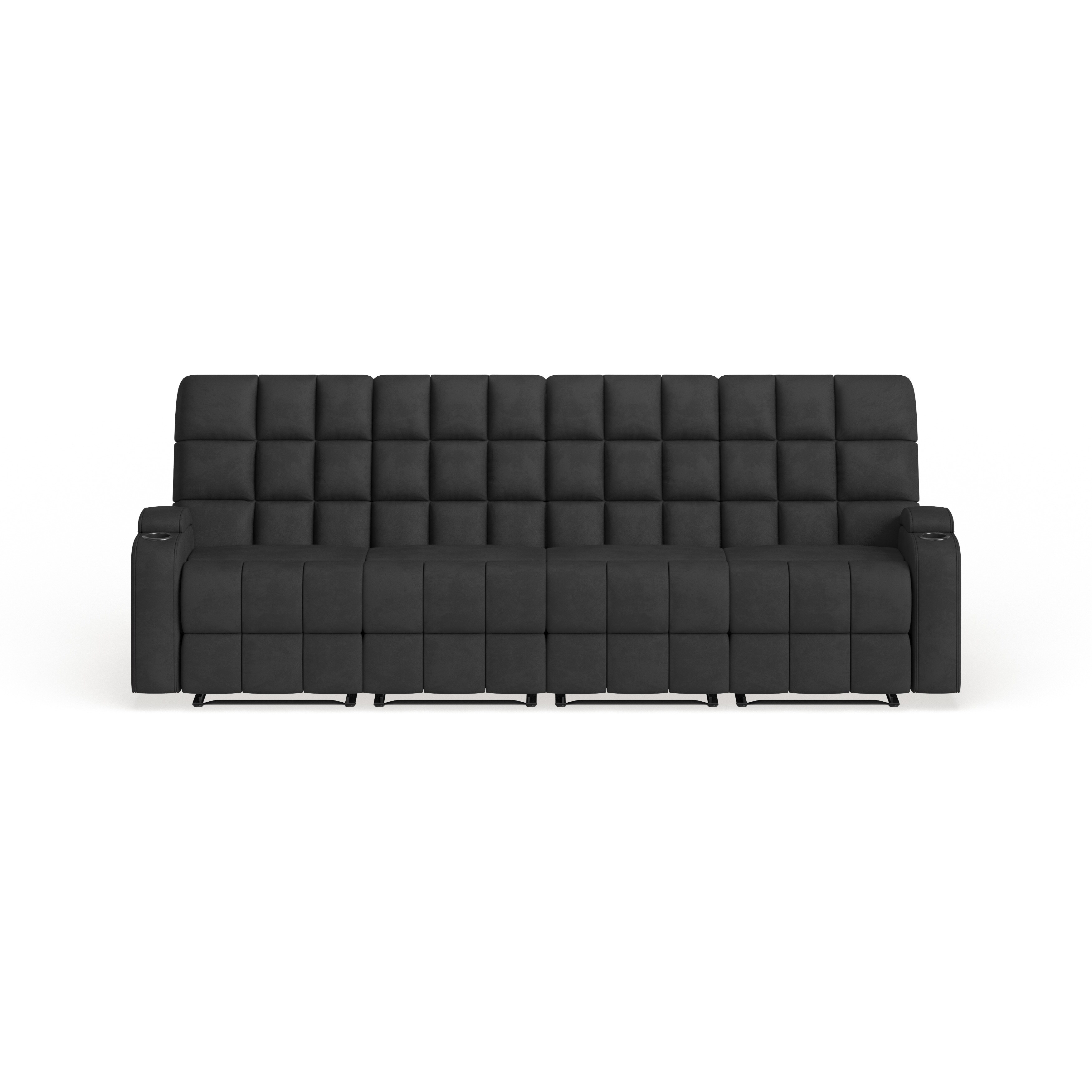 Shop Copper Grove Black Microfiber Reclining Sofa With Storage 4