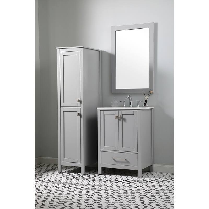 Indigo Home 16 Inch Bathroom Linen Storage Freestanding Cabinet