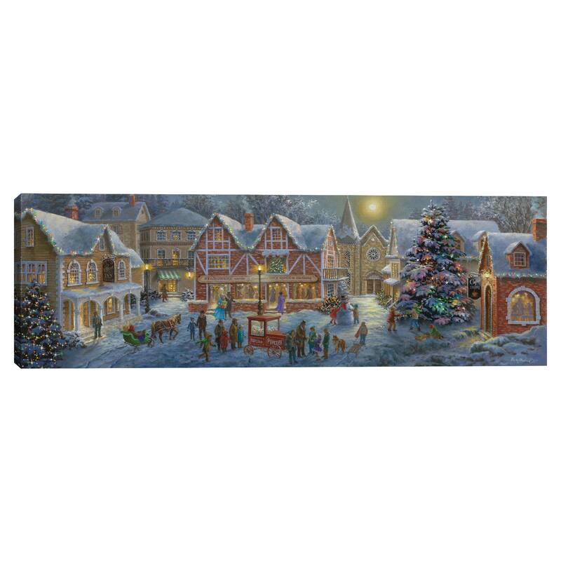 Christmas Village Panoramic Canvas Art Print