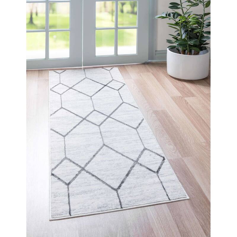 Contemporary Ahora Collection Area Rug - 2'x6' - Ivory