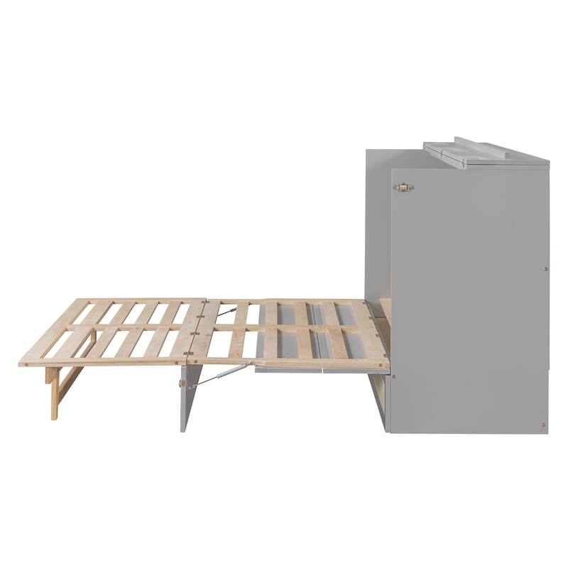 Queen Size Murphy Bed with Versatile Storage & Large Drawers