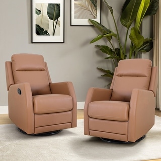 Esteban Leather Manual Rocking Swivel Recliner with Wingback Set of 2
