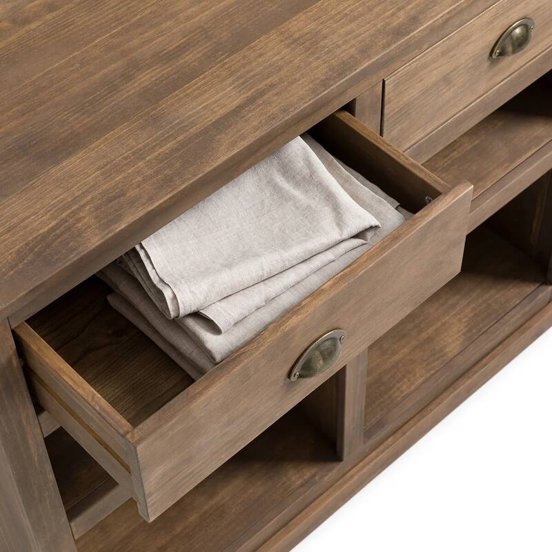 Lunja Solid Pine 2-Drawer Bar Cabinet - N/A