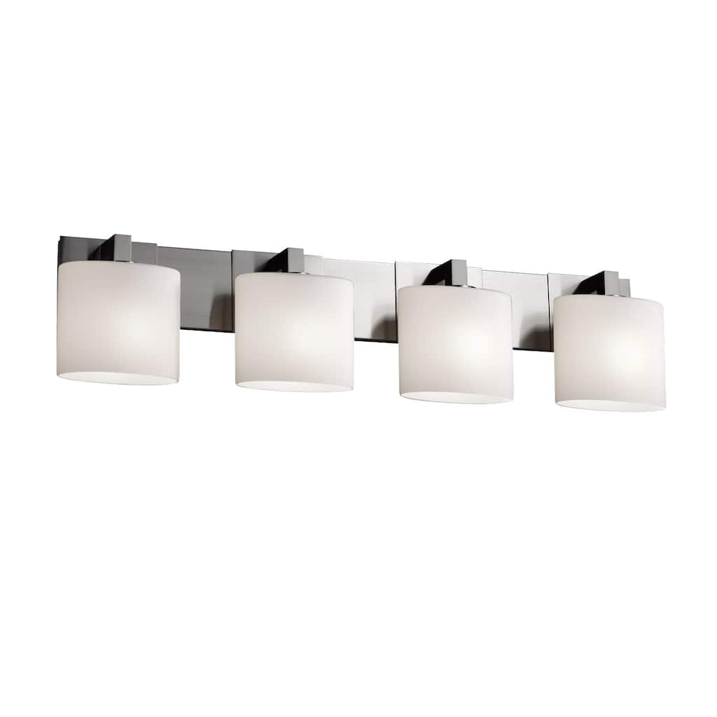 Justice Design Fusion Modular 4-light Brushed Nickel Bath Bar, Opal Oval Shade