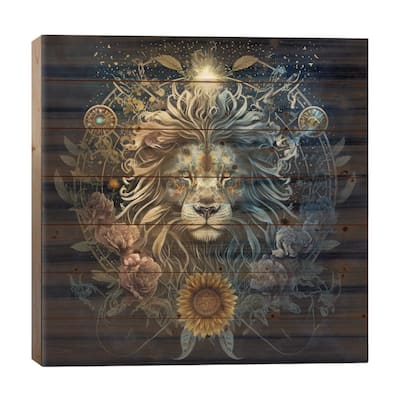 Sunflower Pride, Lion Print On Wood by Spacescapes - Multi-Color