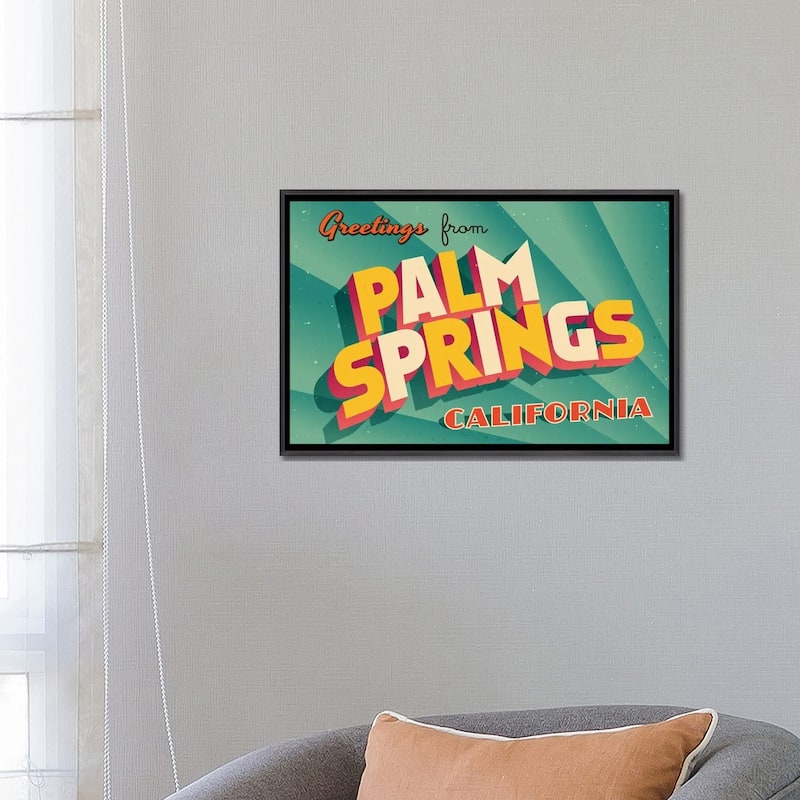 iCanvas "Greetings From Palm Springs" by RealCallahan Framed