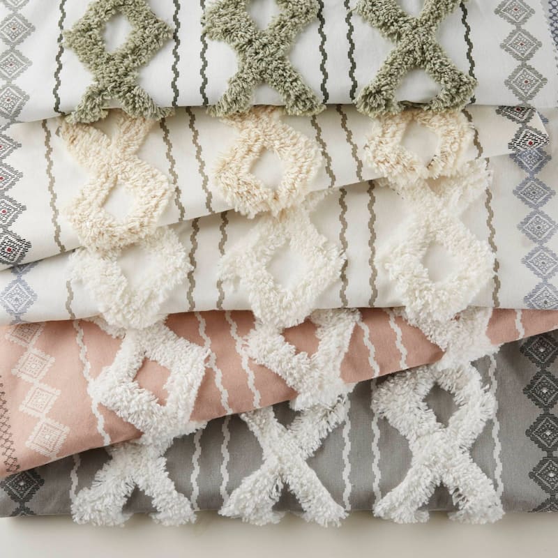INK+IVY Imani Cotton Printed Single Curtain Panel with Chenille Stripe and Lining