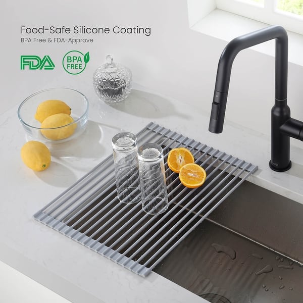 Grand Fusion Roll-Up Over the Sink Dish Drying Rack with Drainer