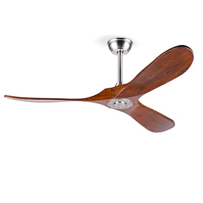 52 Inch Ceiling Fans Without Lights,Solid Wood Ceiling Fan with Remote Control and DC Motor,Ceiling Fan no Light with 3 Blades