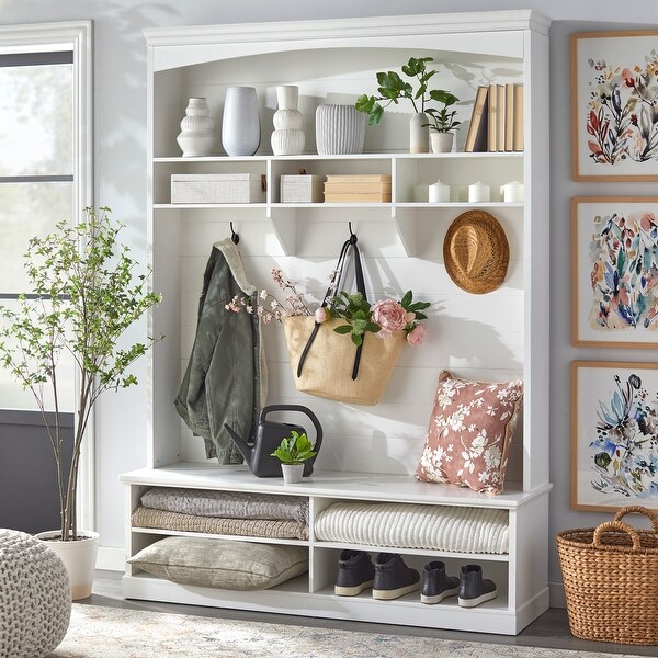 Simple Living Portage Shiplap Entryway Cabinet White