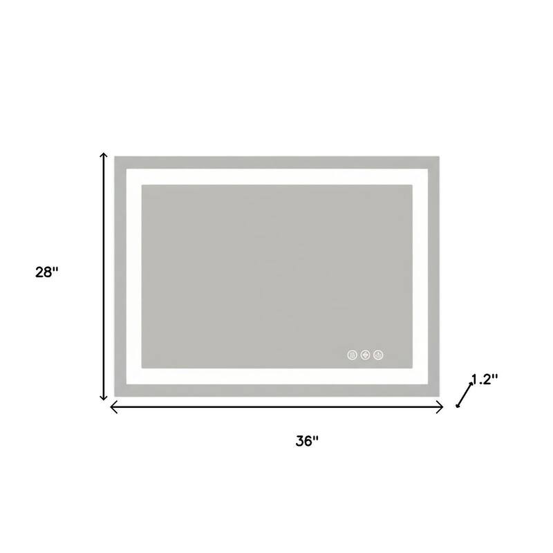 HomeRoots 28" Clear Lighted Frameless Bathroom Vanity Mirror - 36.00 in. x 28.00 in. x 1.20 in.