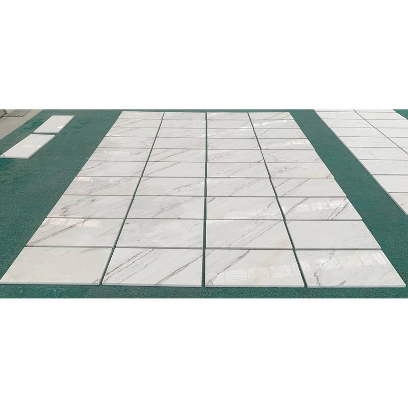 Roomfitters Natural Marble Tile, Polished Stone for Wall and Floor, Genuine Marble, 4-Piece Box, White