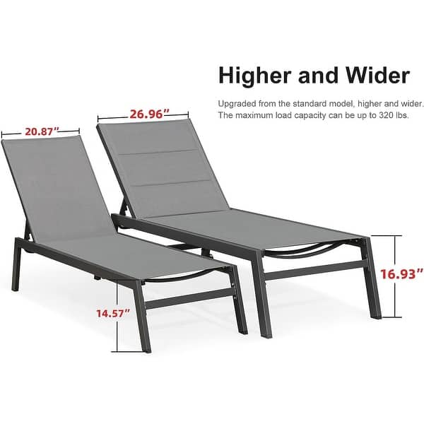 PURPLE LEAF Extra Large Outdoor Chaise Lounge 2 Pieces Aluminum Patio ...