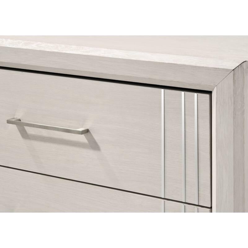 Contemporary White/Beige Wooden Nightstand with 2 Drawers