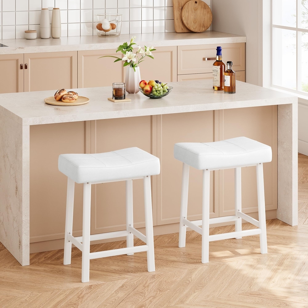 White Backless, Leather Counter and Bar Stools - Bed Bath & Beyond