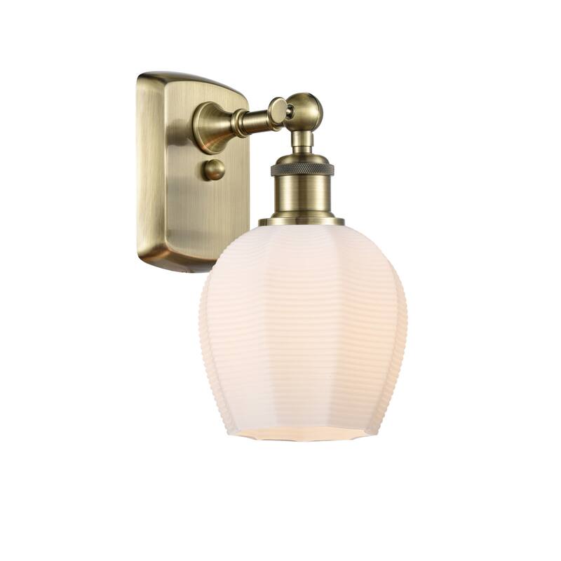 Innovations Lighting 516-1W-10-6 Norfolk Sconce Norfolk 10" Tall Wall - Antique Brass / Matte White