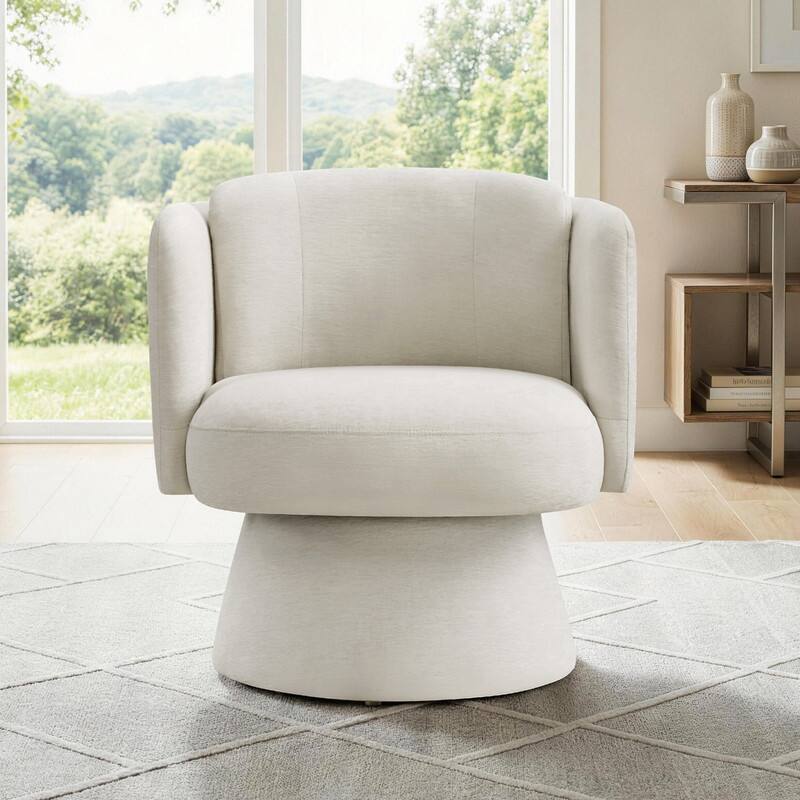Spruce & Spring Modern Swivel Barrel Accent Chair for Living Room, Bedroom & Nursery