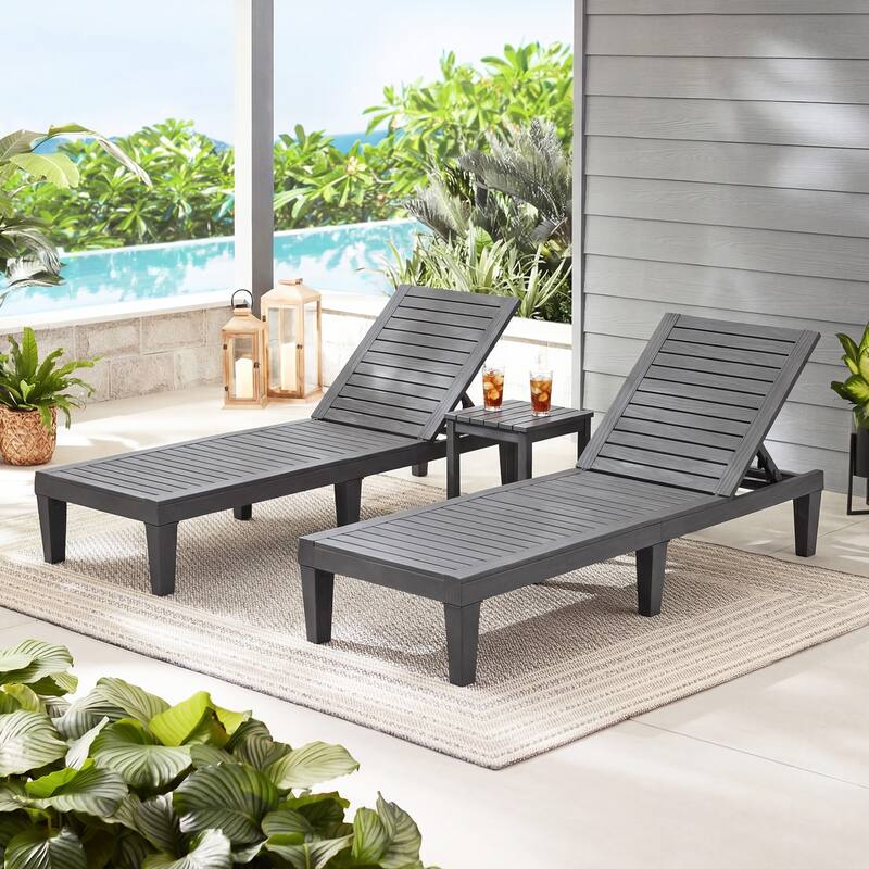 Gymax Patiojoy 2 PCS Lounge Chair Chaise Recliner Weather Resistant - Grey