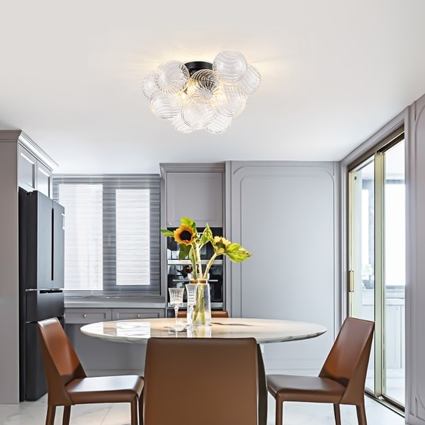 Starsky 3-Light 17in. Contemporary Glass Bubble Semi Flush Mount - On Sale  - Bed Bath & Beyond - 40759357